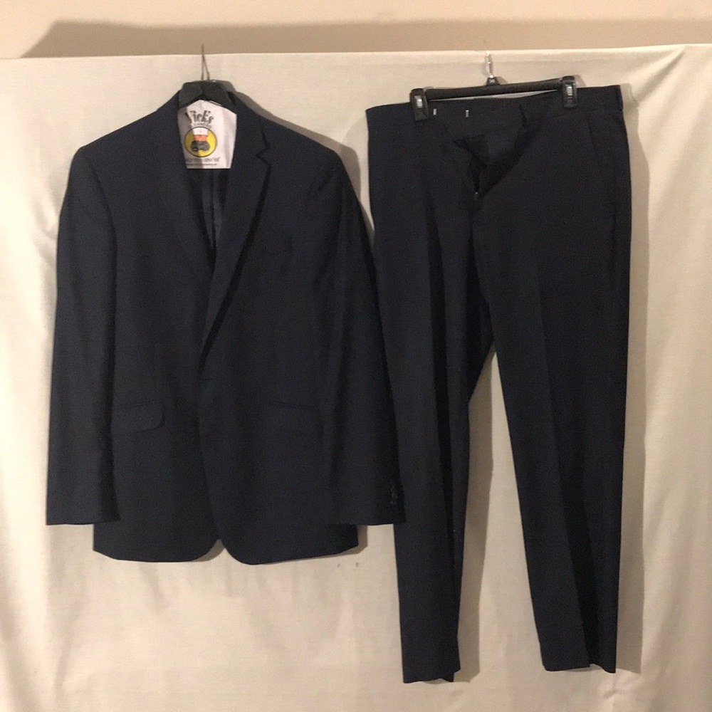 Navy checkered kenneth cole reaction slim fit suit
